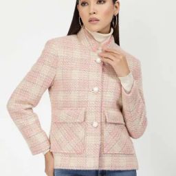 Juelle Peach Check Over Coat-image-76