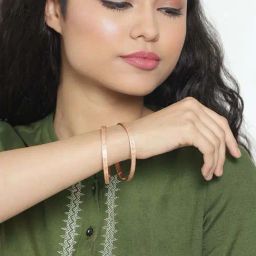 Jazz And Sizzle Rose Gold-Plated Bangles Set for Women - Set of 2-image-13