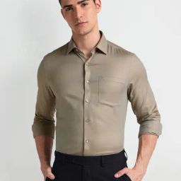 Arrow Brown Cotton Regular Fit Texture Shirt-picture-13