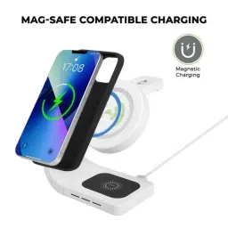 Ultraprolink UM1006ZW Vylis Curve 20W 4-in-1 Mag-Safe Charging Dock with PD Charger (White) image 2