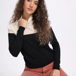 glitchez Comfy Crossover Colourblocked Acrylic Turtle Neck Pullover-image-58