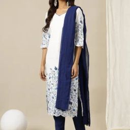 Aurelia Blue Cotton Woven Pattern Dupatta-35