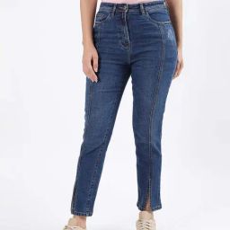 Iconic Blue Cotton Mid Rise Jeans-picture-10