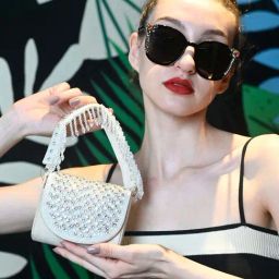 Odette Pink & White Embellished Handbag-picture-29