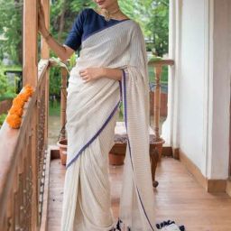 Suta Off White Cotton Striped Saree-picture-26