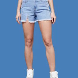 Miss Chase Blue Relaxed Fit Shorts-picture-40