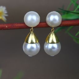 CORSICA Gold-Plated Pearls Beaded Geometric Shaped Drop Earrings-image-34