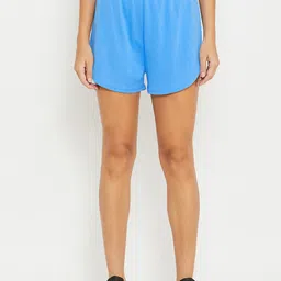 Clovia Women Blue Solid Comfort Fit Sports Shorts-image-62