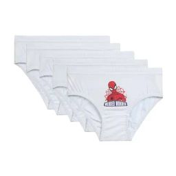 Bodycare Kids White Cotton Printed Spiderman Brief (Assorted, Pack of 5)-16