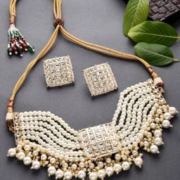 Fida Handmade Bridal Ethnic White Jewellery Set-40