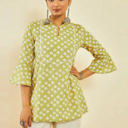 Soch Green Cotton Printed Tunic-image-52