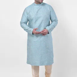 DEYANN PLUS Men Blue Printed Straight Kurta-picture-46