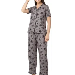Smarty Pants Carcoal Printed Shirt With Lounge Pants-image-97