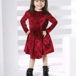 Peppermint Kids Maroon Polyester Flared Fit 1 Dress-picture-31