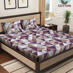 Klotthe Multicolor 400 TC Cotton Double Elastic Bedsheet with 2 Pillow Covers-picture-43
