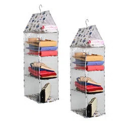 prettykrafts White & Blue 2 Pieces Reusable Multi-Utility Hanging Rack Organisers-16