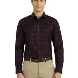 Allen Solly Brown Cotton Slim Fit Checks Shirt-image-25