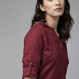 Roadster Women Maroon Solid Shirt Style Top-image-75