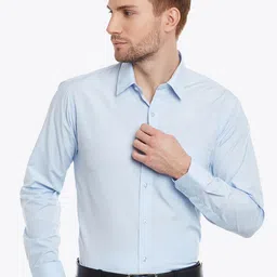 English Navy Men Blue Slim Fit Solid Formal Shirt-image-128