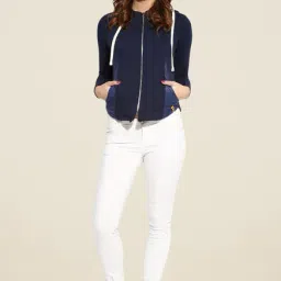 Campus Sutra Navy Solid Jacket-image-24