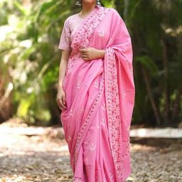 Chidiyaa Pink Pure Cotton Printed Saree-picture-46