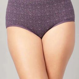 Clovia Purple Cotton Regular Fit Printed Panties-image-73