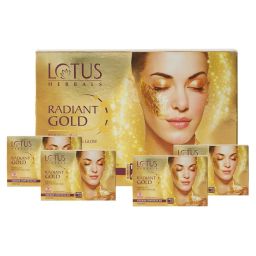Lotus Herbals Radiant Gold Cellular Glow Facial Kit with 24K Gold Leaves, All Skin Type - Pack of 4-picture-3