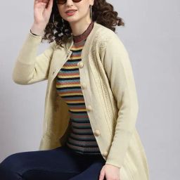 Monte Carlo Beige Self Design Coat-image-46