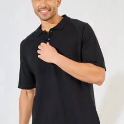 Styli Black Cotton Oversized Sports Polo-image-22