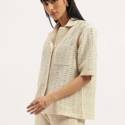 United Colors of Benetton White Embroidered Casual Shirt-image-81