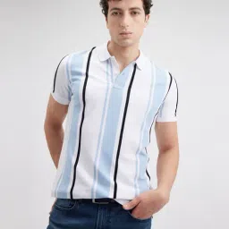 Pepe Jeans Sky Blue Cotton Regular Fit Striped Polo T-Shirt-picture-38