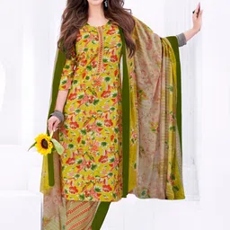 Larqi Women Floral Printed Pure Cotton Kurta with Trousers & Dupatta-picture-13