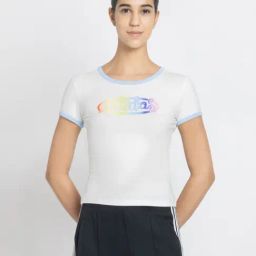 Adidas Originals White Cotton Slim Fit Logo Printed Sports T-Shirt-image-99