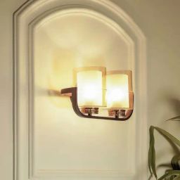 Kapoor E Illuminations Vienna Brass & Brown Glass Dual Light Wall Lamp-picture-17