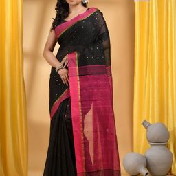 DESH BIDESH Woven Design Sequinned Taant Saree-image-76