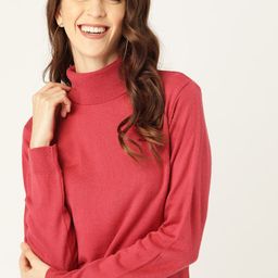 DressBerry Women Pink Solid Pullover Sweater-image-25