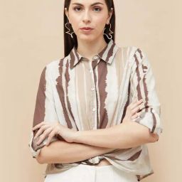 Code by Lifestyle Beige Printed Shirt-image-52