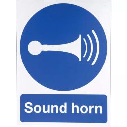 RS PRO PP Rigid Plastic Mandatory Sound Horn Sign With English Text Model No 7631869-56