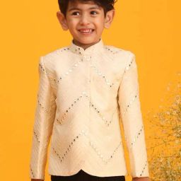 VASTRAMAY Boys Cream Embroidery Full Sleeves Indowestern-picture-47