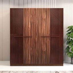 Durian Rebecca Walnut Brown Engineered Wood 4 Door Wardrobe-16