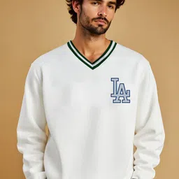 Moda Rapido Men Printed V-Neck Applique T-shirt-image-92