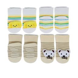NESKA MODA Kids-Unisex Pack Of 2 Beige Ankle Length Socks-picture-1