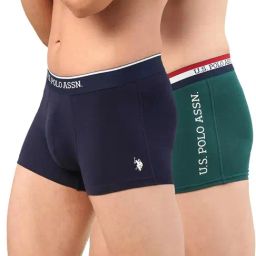 U.S. Polo Assn. Navy & Bistro Green Cotton Regular Fit Trunks - Pack Of 2-picture-11