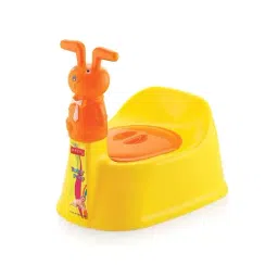HAZEL Yellow & Orange Plastic Teddy-Shaped Baby Toilet Chair With Closing Lid-image-81