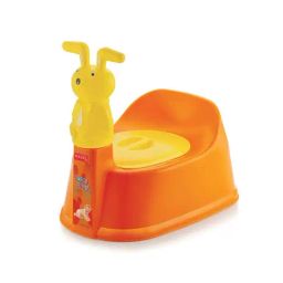 HAZEL Orange & Yellow Plastic Teddy-Shaped Baby Toilet Chair With Closing Lid-image-9