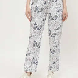 MADAME M Secret White Cotton Printed Trackpants-picture-6
