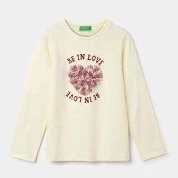 United Colors of Benetton Kids Yellow Cotton Self Pattern Full Sleeves T-Shirt-image-41