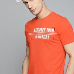 HRX By Hrithik Roshan Lifestyle Men Orange & White Bio-Wash Brand Carrier T-Shirts-image-72