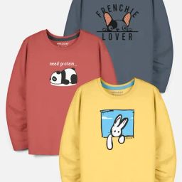 HELLCAT Boys Multicolor Printed Full Sleeves T-Shirt (Pack Of 3)-picture-28