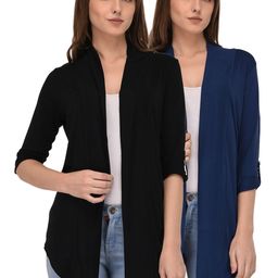 Espresso Women Pack Of 2 Solid Open Front Shrug-7